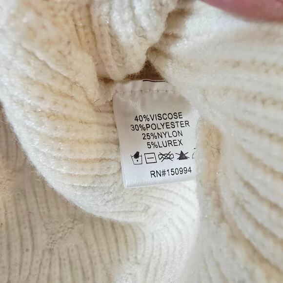 NWT Belldini Ecru Button Up Cardigan Sweater Shimmer Size L Large - Picture 6 of 12